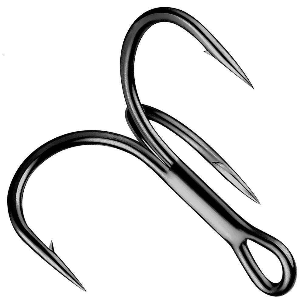 GOBAIT Large Treble Hooks 1#-10/0# Fishhook 4X Strong Barbed Carbon Steel Anchor Tackle Pesca Round Bend Angle for Big Fish Hook Y260305