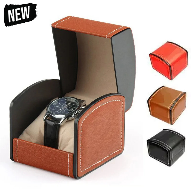 Portable Watch Box PU Leather Watch Case Organizer Storage Holder for Men Women Bracelet Vintage Jewelry Box with Leather Pillow 260304