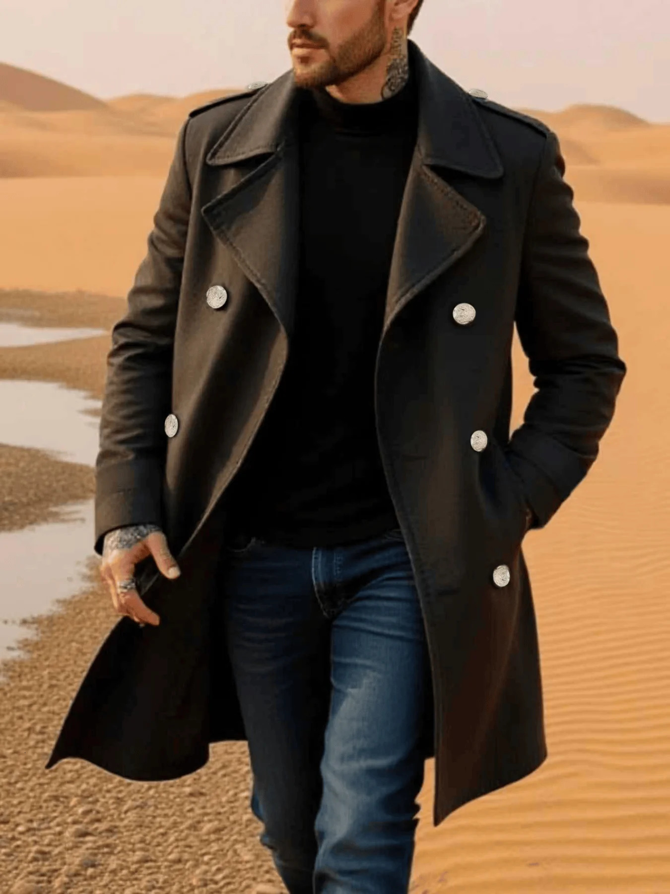 Mens Woolen Overcoat DoubleBreasted EuroUS Style Thickened Windproof Business Casual Tweed Trench Outerwears Male Clothes 260302