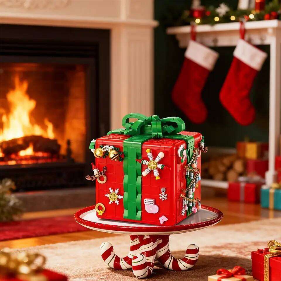 Christmas Gift Surprise Mechanism Box Model Building Block DIY Elk Snowman Bricks Ornament Toys for Children Adult Z260305