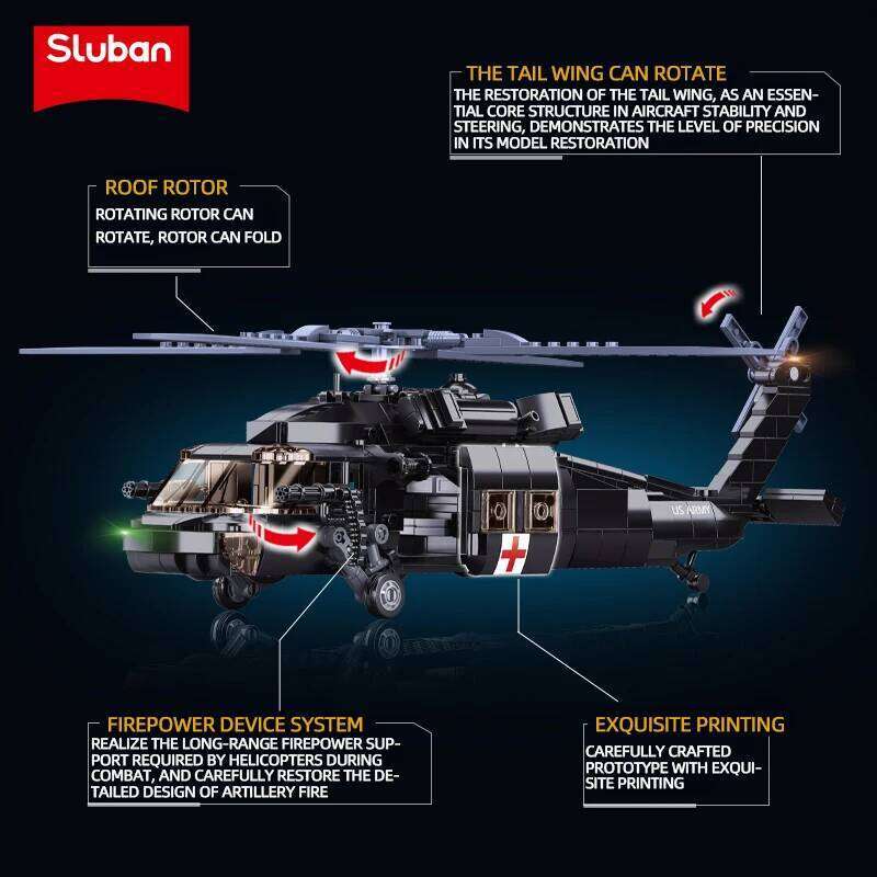 692PCS Military UH-60L Medical Rescue Aircraft Building Blocks Black Hawk Helicopter Model Bricks Kits Kids DIY Toy Holiday Gift Z260305