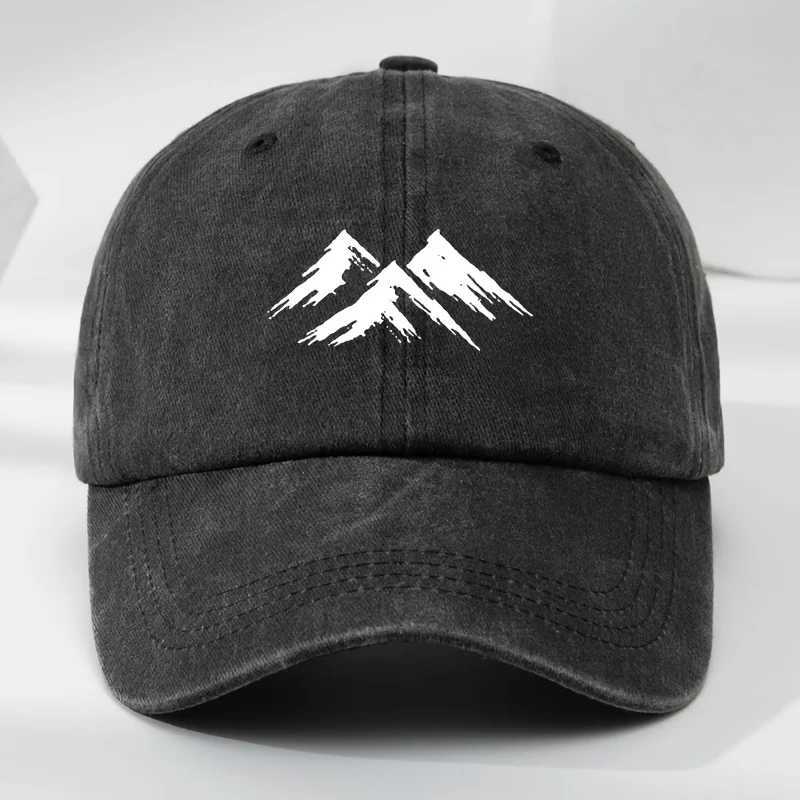 Interesting baseball cap mountain print outdoor mens casual sports breathable duckbill cap washed retro sun hat S260306