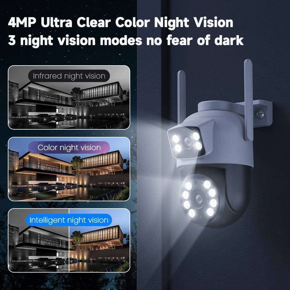 V380Pro IP wifi PTZ Lens Dual Screen Manual Detection Full Color Night Vision Outdoor Security Surveillance Camera 26W0306