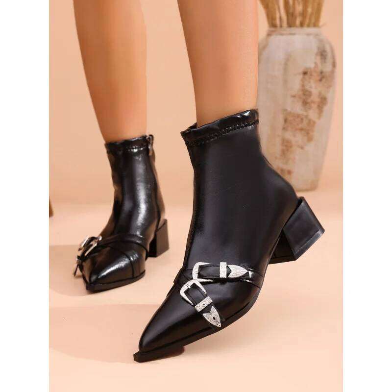 High Heels Ankle Women's Pointed Toe Sexy Shoes for 2026 New Side Zip Classic Daily Women Boots Botas