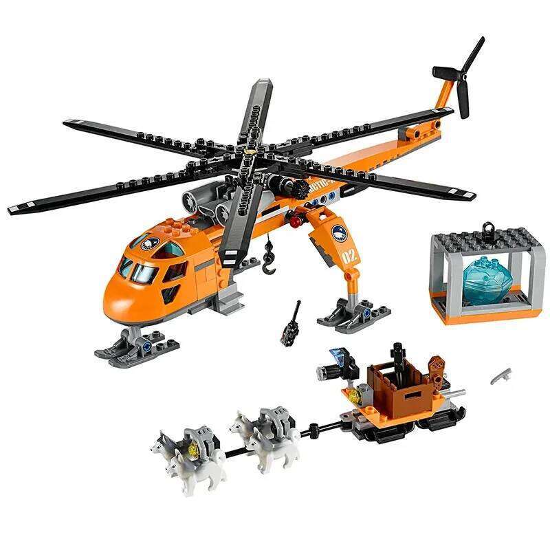 Suitable for urban series polar lifting helicopter building blocks Arctic airplane boy assembling toys Christmas gifts Z260306