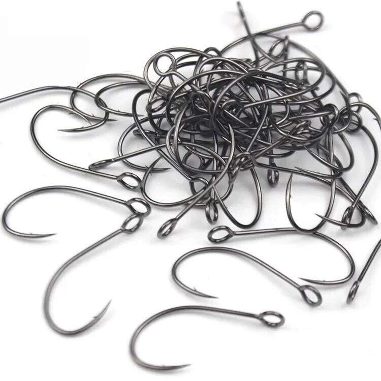 50pcs/box Crank Barbed Fishhook Fishing Tackle Box Big Eye Sharp High Carbon Steel Fish Single Hook Carp Jig Hooks Y260305