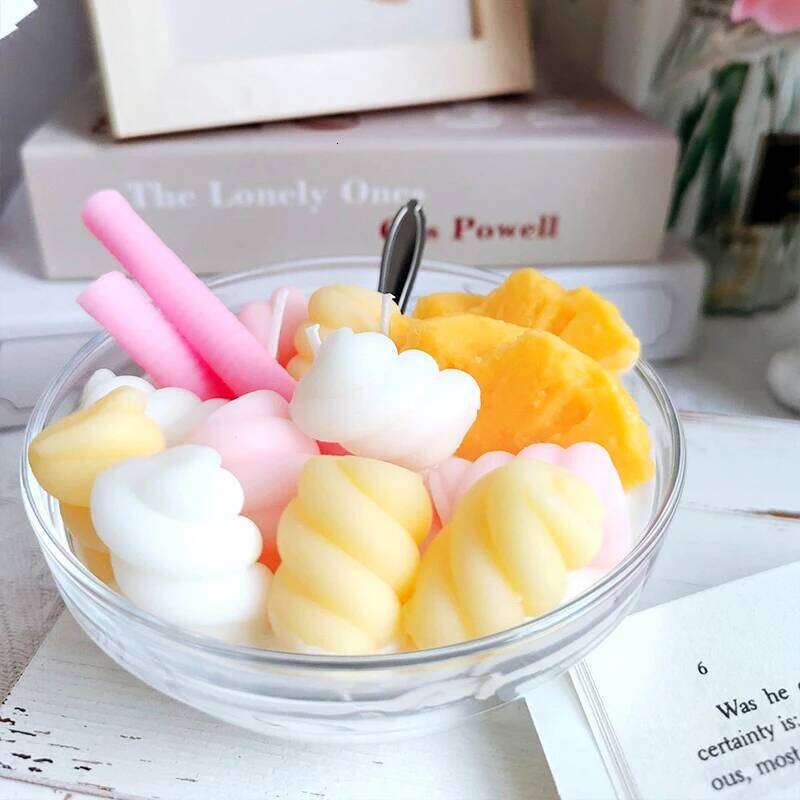Marshmallow Fruit Cup Scented Candle - Soy Wax Handmade Fragrance Ornament Dessert Theme Birthday Gift W260304 W260305