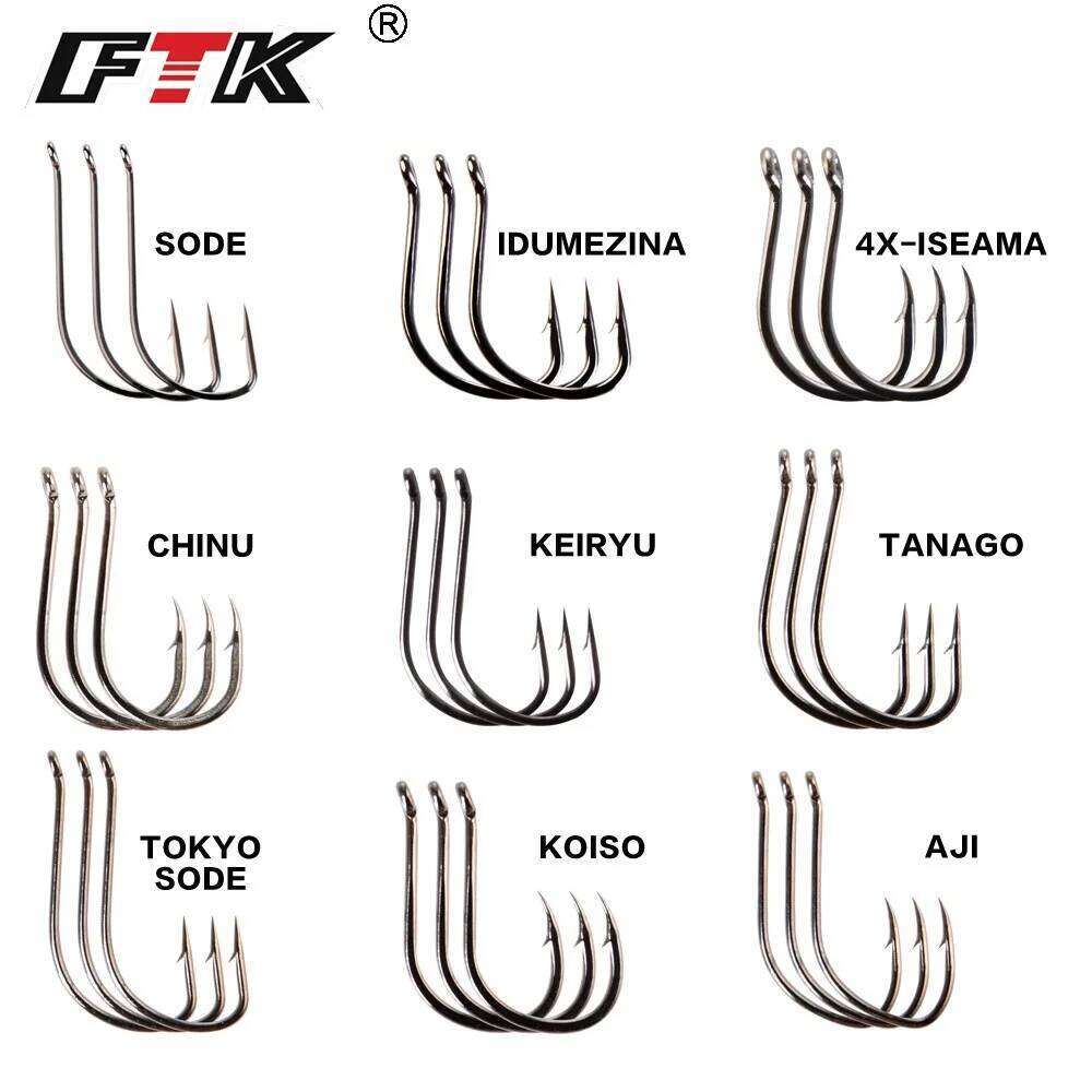 FTK 9 Kinds Sharp Carp High Carbon Stainless Steel Barbed Fish Hook With Eye Fishhook for Lake Fishing Goods pesca S260305