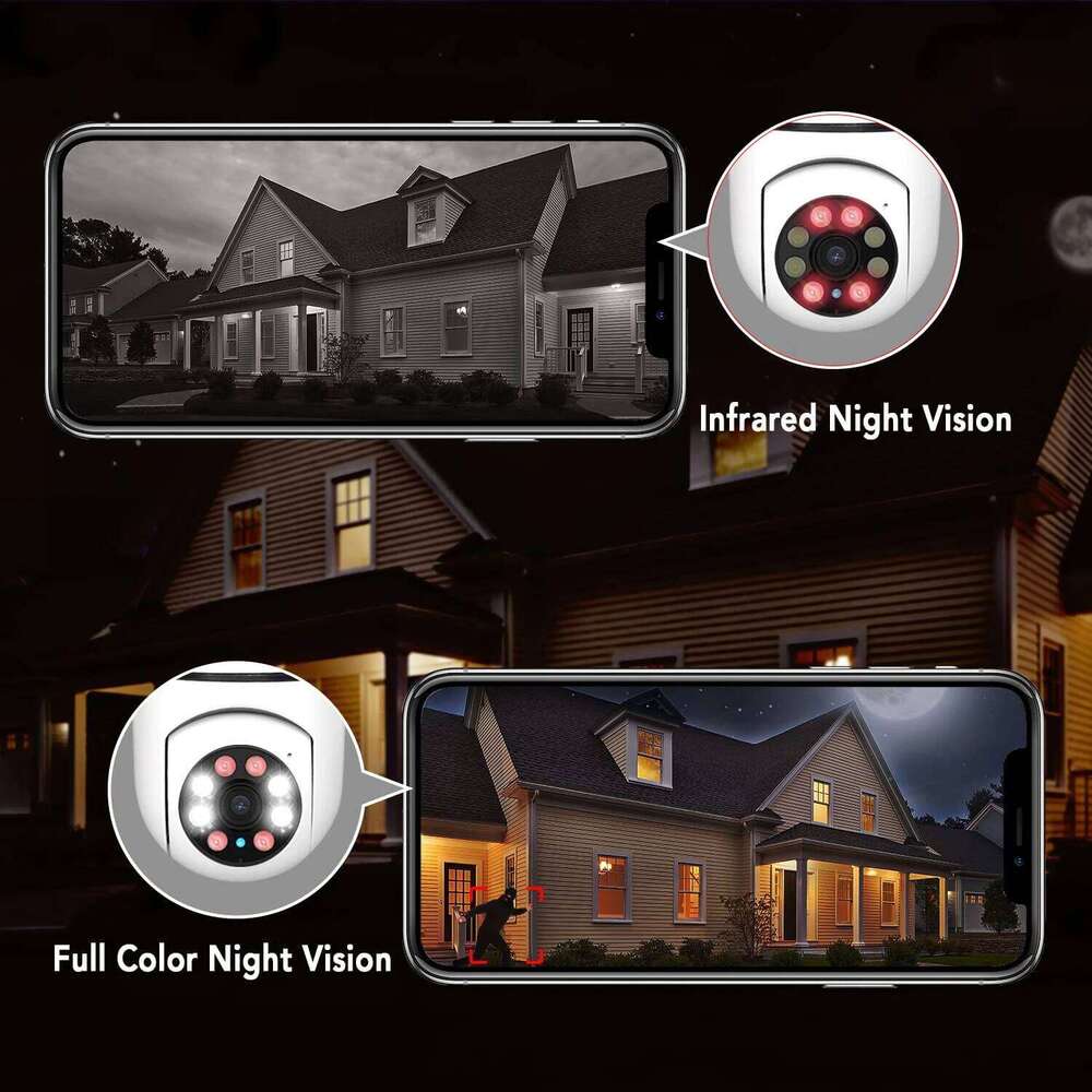 Ycc365 Plus E27 Surveillance Bulb Night Vision Full Color Automatic Human Tracking Zoom Security Baby Monitor Wifi Camera 26W0306