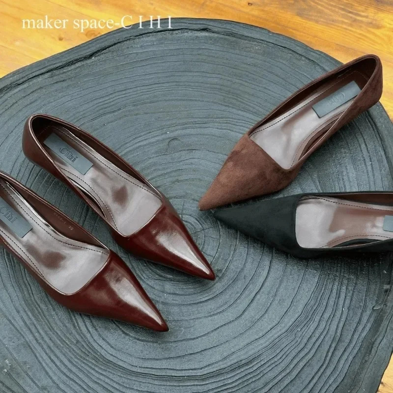 Spring Bling Gold Silver Shallow Pointed Toe Med Heel Pumps Fashion Slip on Kitten Heels Lady Party Wedding Shoes Heels 260303