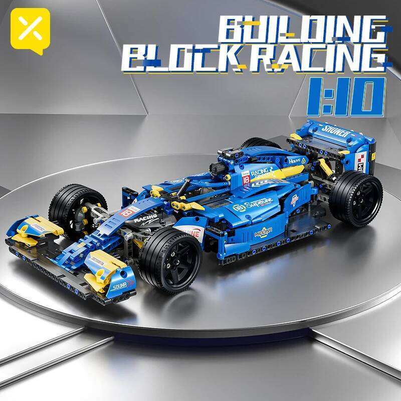 Toylinx 1:10 Building Racing Blocks Blue Desktop Decorations Collectible Model Car Kits Toy Festive Giving Gift No Box Z260305