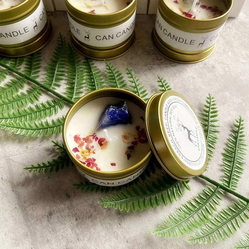1pc Aromatherapy Candles Crystal Stone Dried Flower Luxury Meditation Scented Candles, Stress Relief Spiritual W260304 W260305