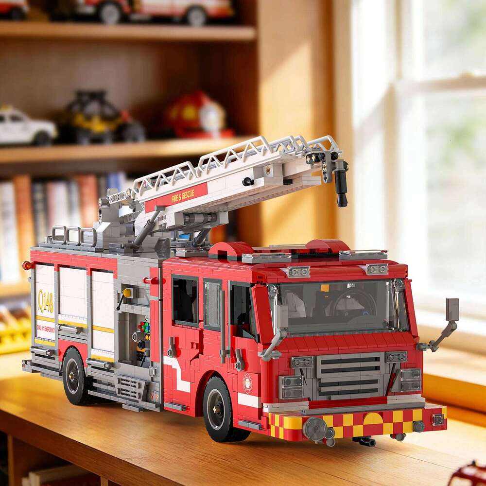 Fire Truck Elevated Water Tower Car Buildings Sets Technical Vehicle Modular Building Block Assembly Model Kit Gifts 3033PCS Z260306