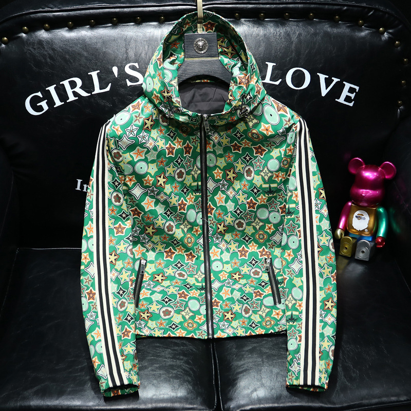 Hooded Printed Jacket for Men, New Jacket, Youth Spring and Autumn Fashion Top