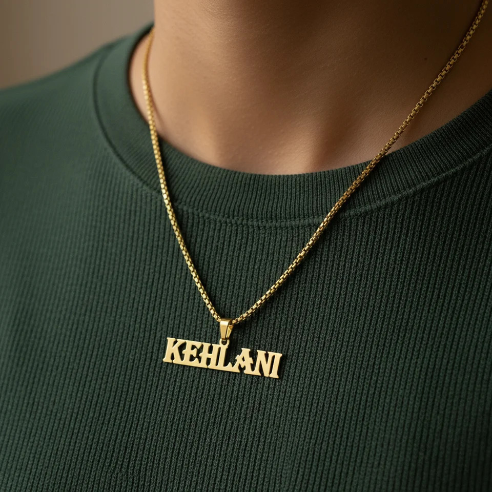 Personalized Custom Name Pendant Necklace Stainless Steel Thick Chain for Men Women 18K Gold Plated Birthday Jewelry Gift 260302