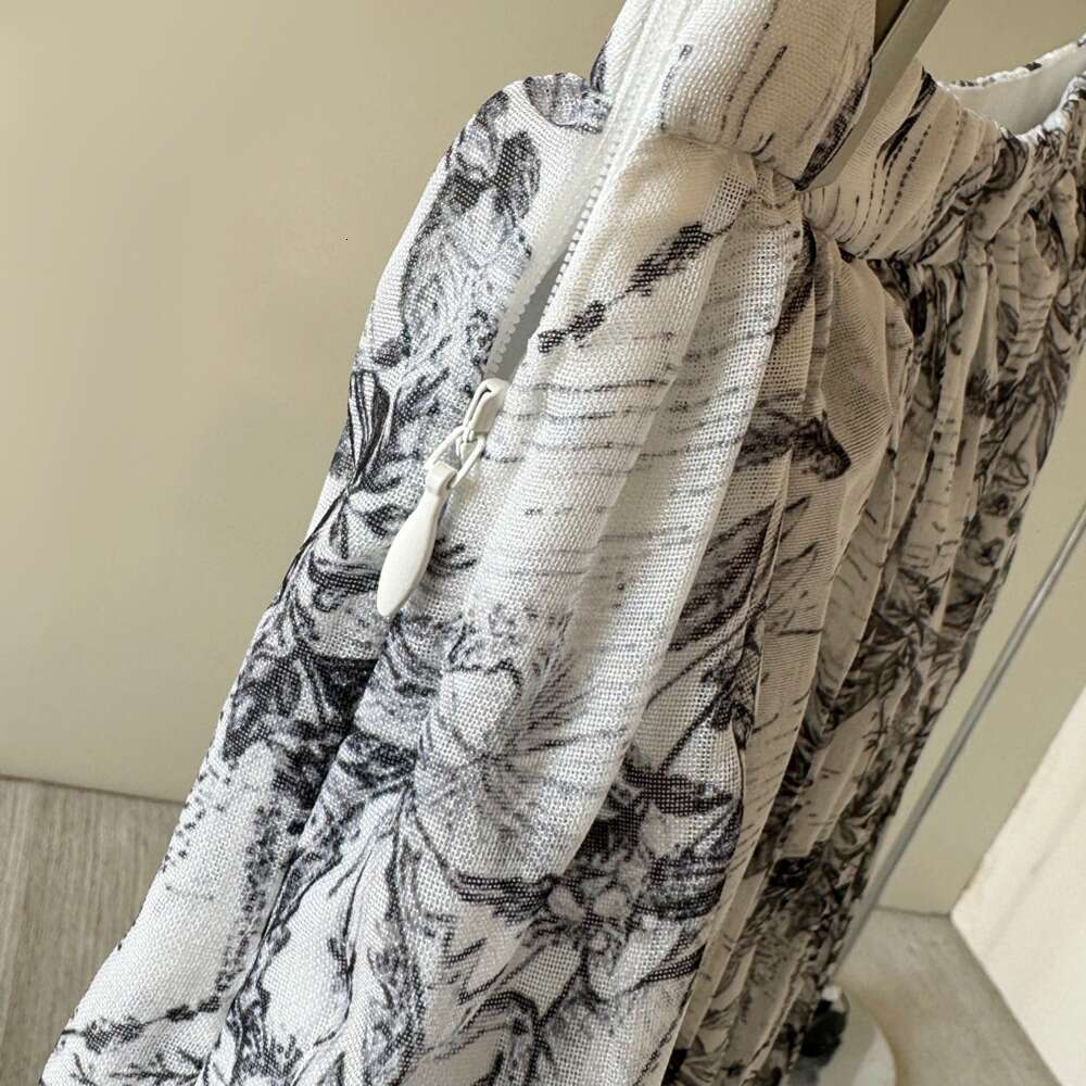 Ink print 2026 spring and summer Chinese women's medium-sized handmade pleated A-line skirt