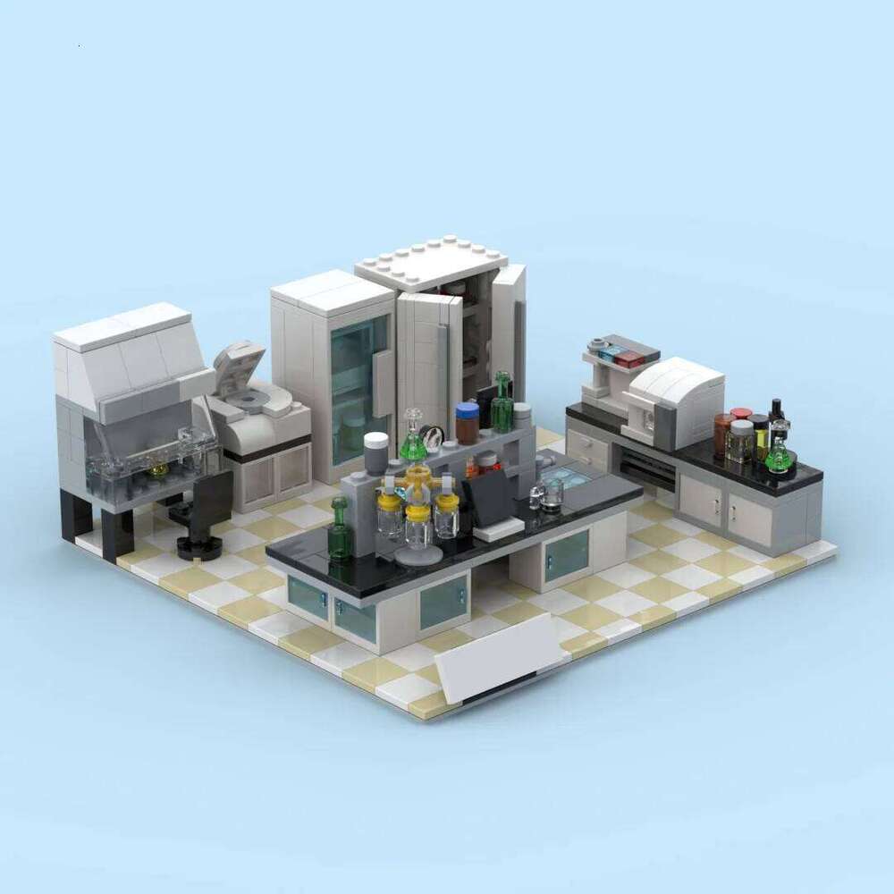 MOC Laboratory Block Home Decoration City Building Model Small Scene Educational Toys DIY Collection Bricks Gift Z260306