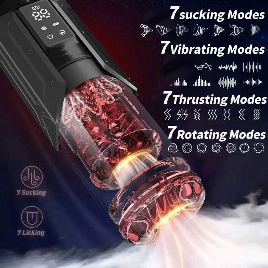 Automatic Male Masturbator Penis Pump Sucking Vibrating Thrusting Rotating 100% Waterproof Blowjob Adult Sex Toy Stroker For Men W260305