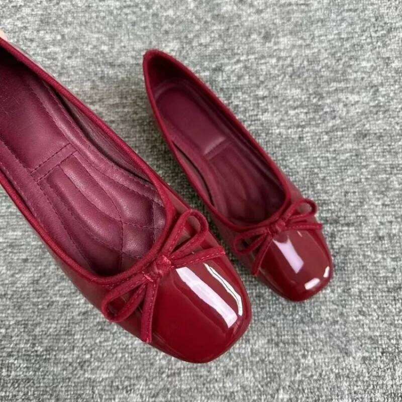 Women's Square Toe Bowknot Loafers Flat Shoes French Style Soft Sole Shallow Slip-Ons for Casual Office Comfortable Driving Shoe