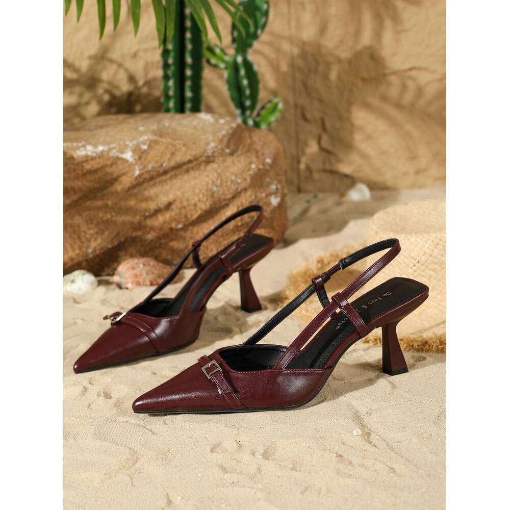 2025 Women's Fashion Pointed-Toe Slingback Low-Cut High Heels for Spring and Summer