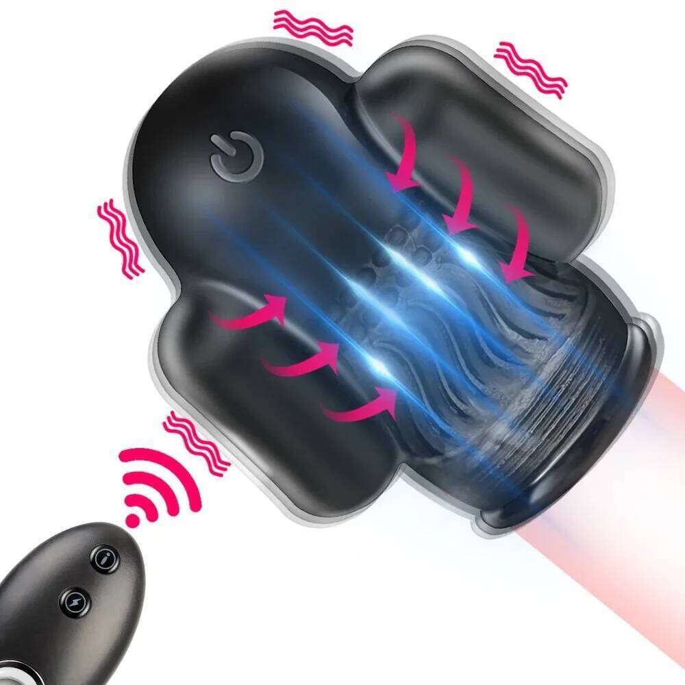 Glans Sucking Vibrator Remote Control Cock Enlarger Pump Delay Lasting Trainer, Fake Vagina Masturbator Male Pleasure Enhancer W260305