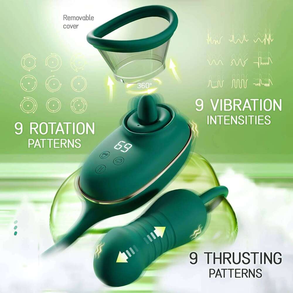 Adult Sex Toy 3-in-1 Licking Vibrator 3 Suction Modes Clitoral Stimulation Extendable Thrusting Masturbator Suitable for Women W260305