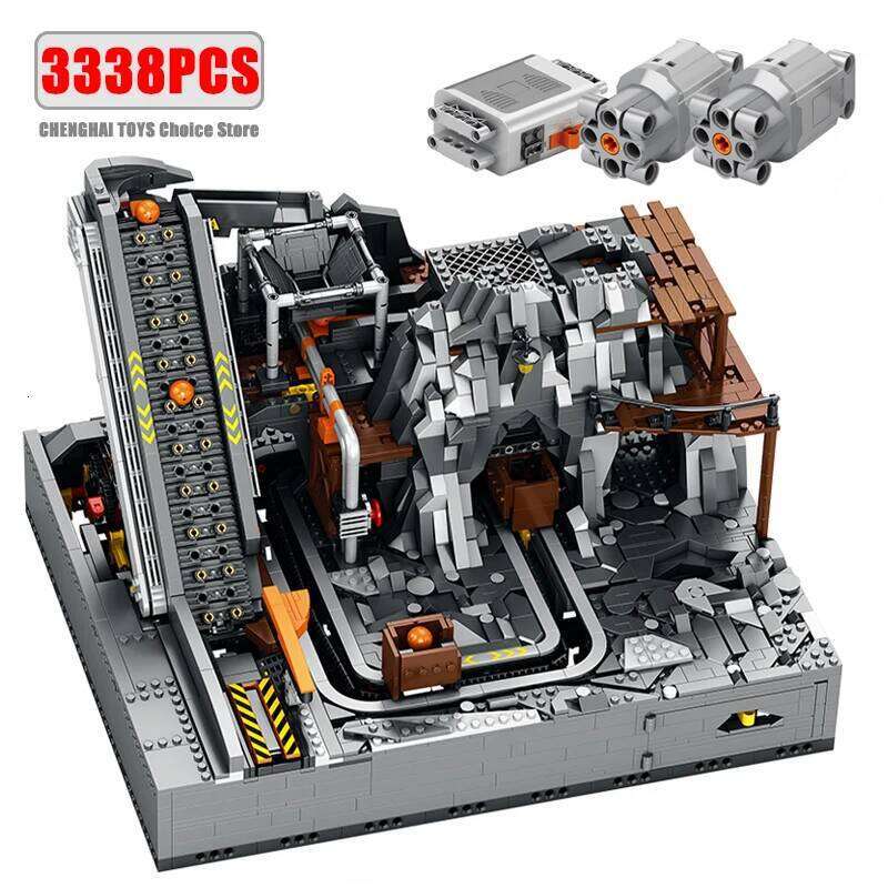 3338PCS Creative Electric Mechanical Mining Site Machine Building Blocks Model Moc Assembled Brick Sets Toy for Adults Boys Gift Z260306