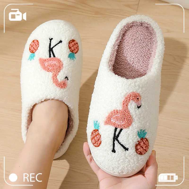Kids Slippers House Shoes Cartoon Cotton Winter Shoes For Unisex Warm Anti-slip Soft Bottom White Shoes Size 36-45 S260305