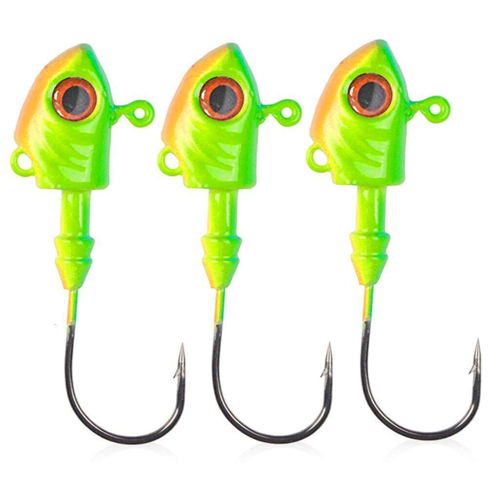 Winter Jig Head Fishing Hooks 3.5g 5g 7g 10g 14g 20g 28g 3PCS Worm Bass Fish Tackle For Soft Lure Barbed Hook 3D Eyes Y260305