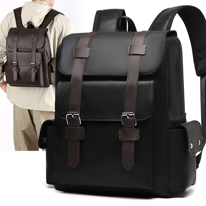 2026 British Retro Soft PU Leather Luxury Handbag Backpack Casual Large Capacity Travel Belt Buckle Backpack