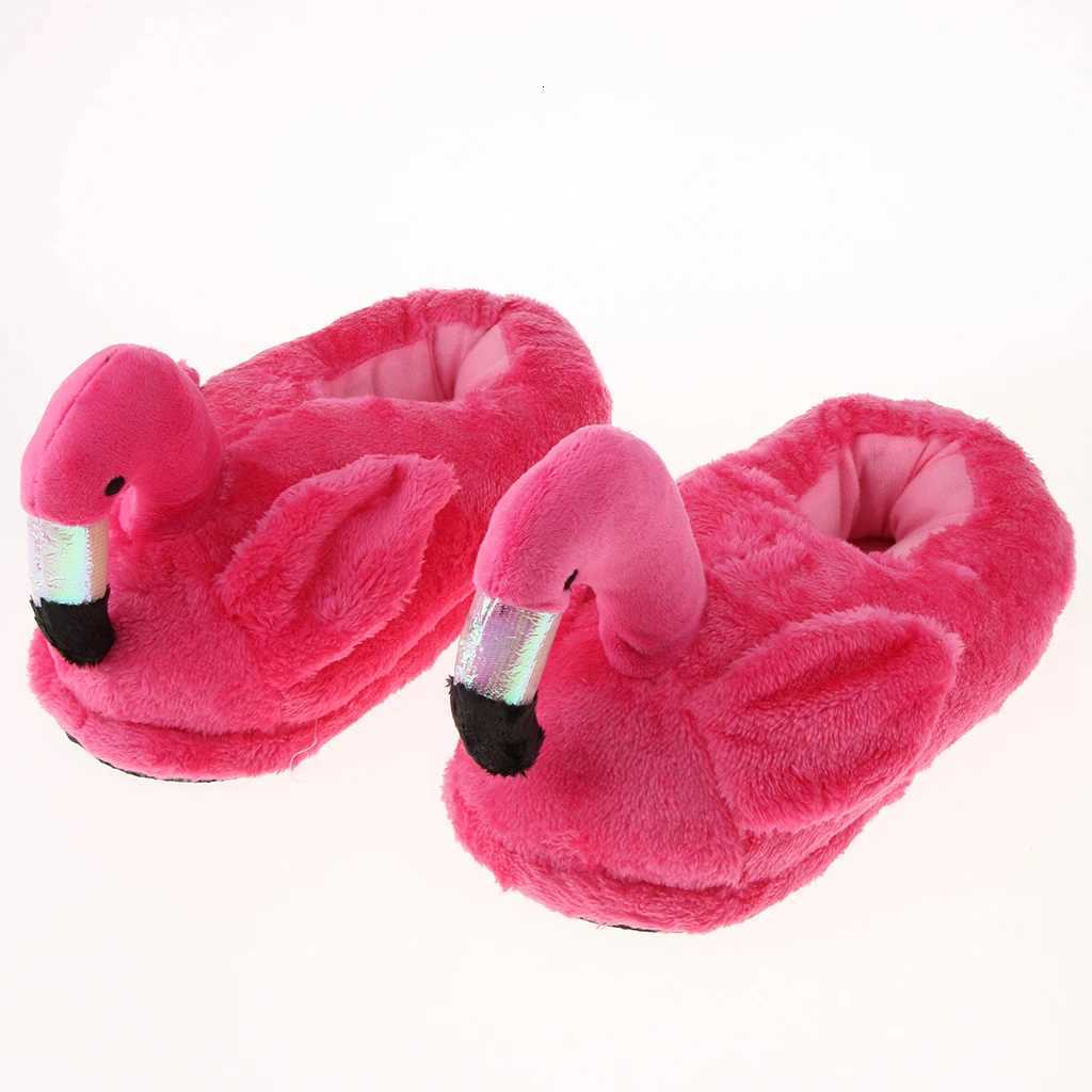 Cute Lady Teen Flamingo Soft Plush Warm Slippers Winter Warm Home Slippers Women Animals Plush Slippers S260305