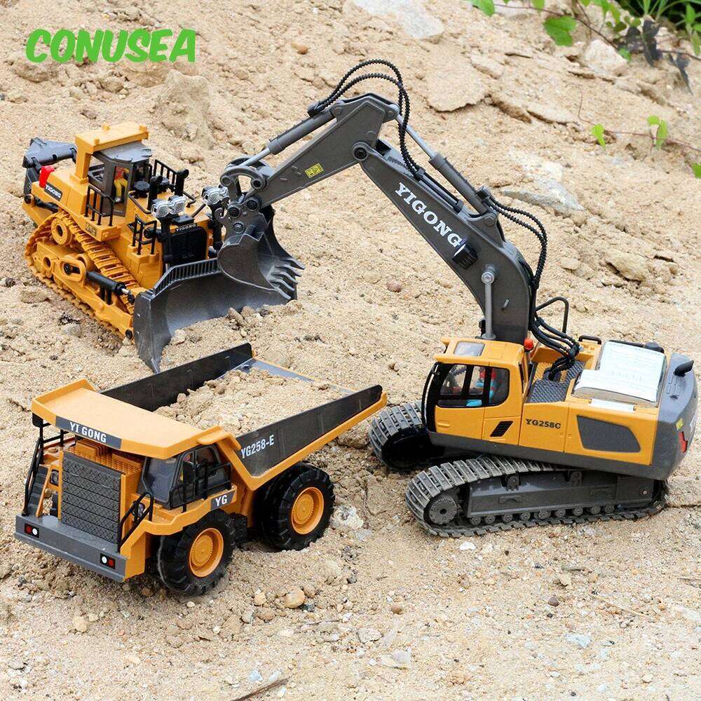 Rc Excavator Bulldozer Truck Toys for Boy 2.4G Remote Control Dumper Engineering Vehicle tractor Crawler Birthday Gift Child C260305