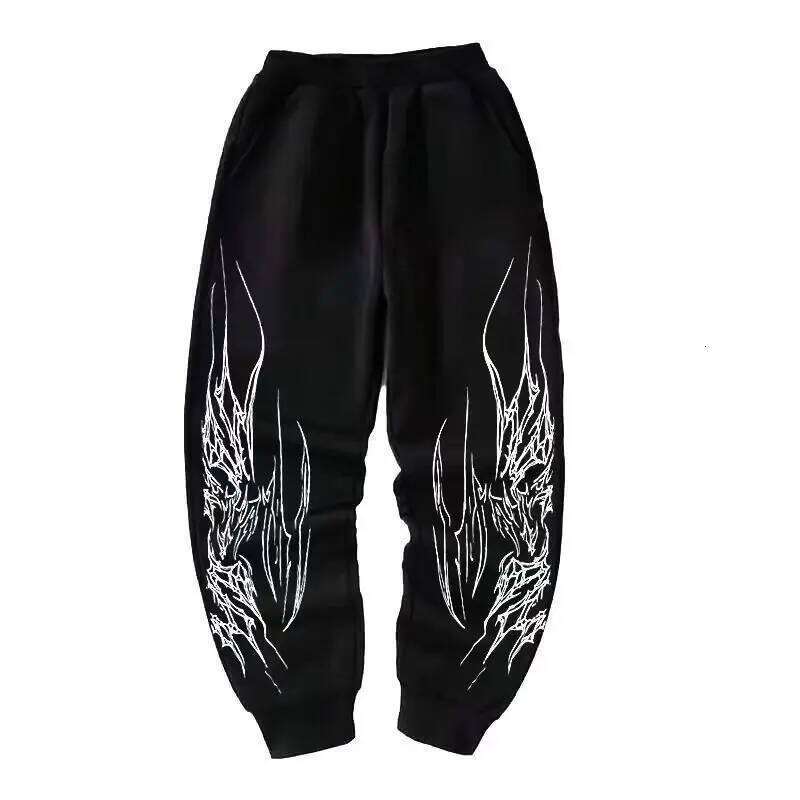Dark Print Pattern Men's Pants Personalized Hip Hop Rap Street Elastic Strap Casual Trousers