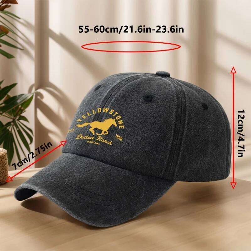 Yellowstone horse print baseball cap,classic retro duckbill cap,comfortable sweat absorbing breathable cap,outdoor casual sports Y260304