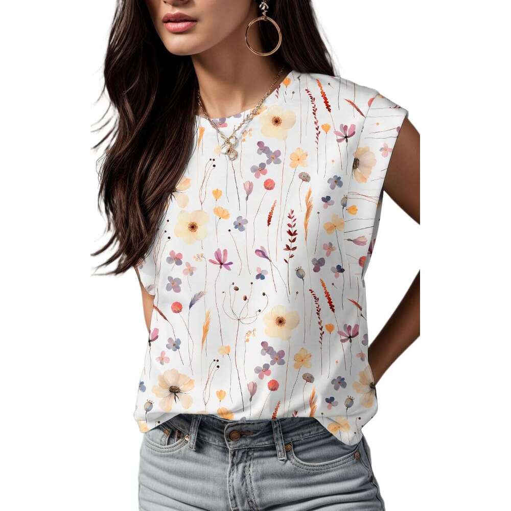 Women 2026 Cap Sleeve Tops Summer Casual Tee Shirt Loose Crew Neck Basic Tank Trendy Work Vacation Designer Outfits S-2XL