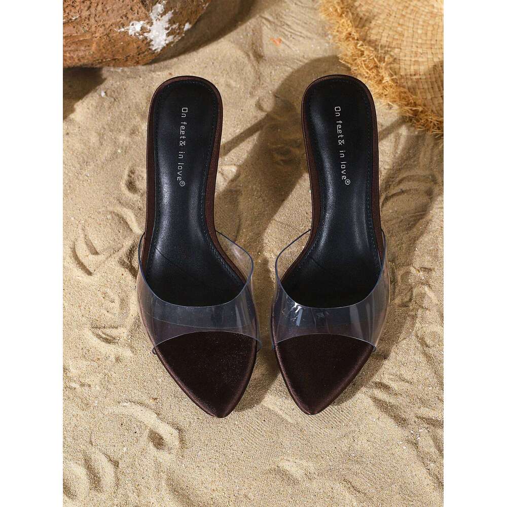Women's fashionable, elegant, comfortable, simple and versatile high heels, peeptoebreathable slip-on stiletto