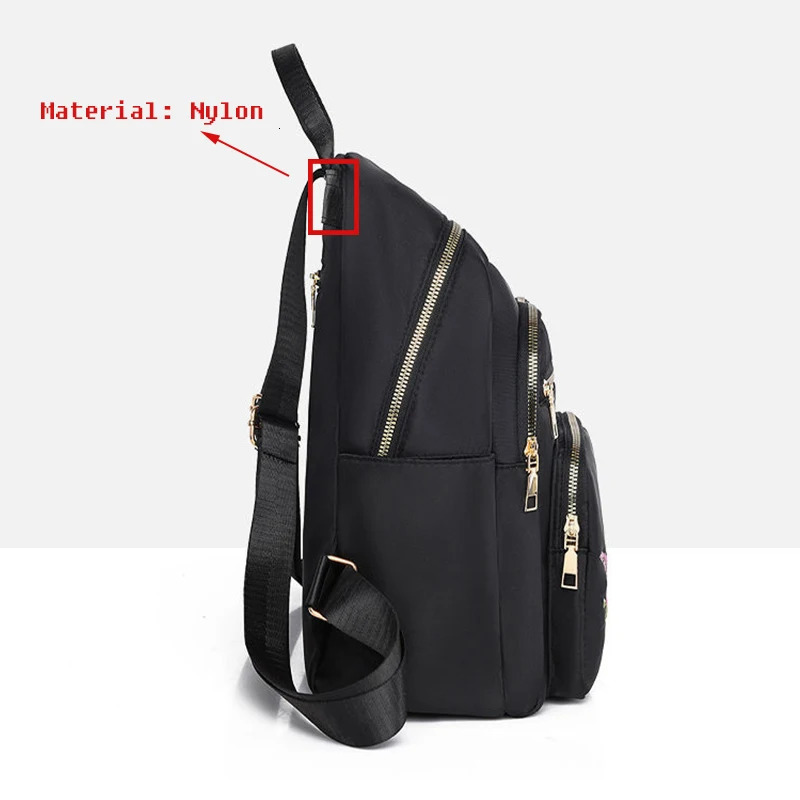 Womens fashion Oxford cloth double shoulder bag with embroidery and adjustable crossbody strap260228