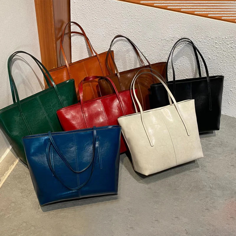 Burminsa Cowhide Genuine Leather Large Tote Bags For Women 2026 y ner Commuter Shoulder Shopper Ladies Handbags 260228