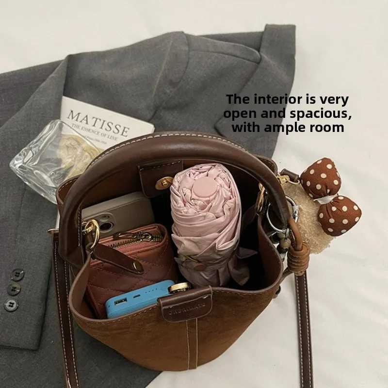 New Korean Style Simple Crossbody Bag Women Matte Shoulder Bag Comfortable and Versatile Texture Casual Handle Bucket Bag H260306