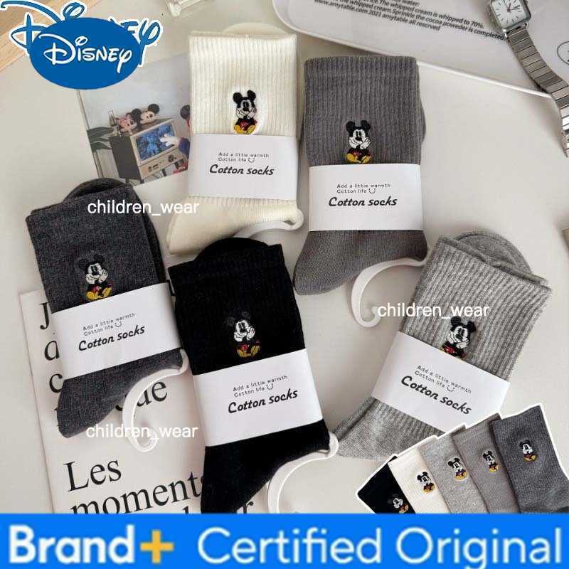 Disney 5 Pairs Mickey Mouse Crew Socks Middle Tube Streetwear Soft Breathable Cotton Casual Socks Funny Fashion Socks Gifts New H260306