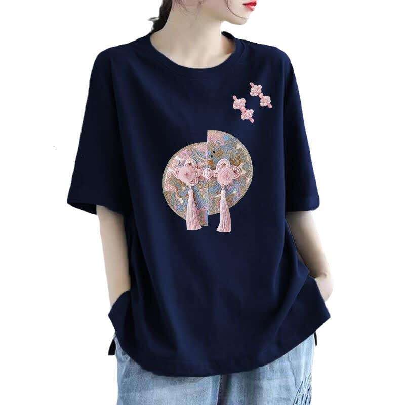 100% pure cotton elegant and fashionable Harajuku slim fit women's loose casual top women's solid color V-neck cotton short sleeved shirt