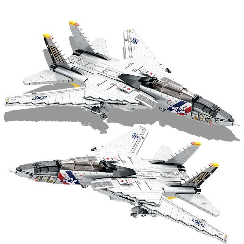 1443PCS Military Tomcat F14 Aircraft Building Blocks MOC Carrier-Base Fighter Model Bricks Set Holiday Gifts Kids Toys Z260305