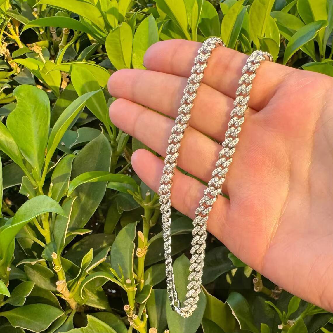 Charm Jewelry Punk Hip Hop 925 Silver Chain VVS Moissanite Cuban Link Men Bracelet