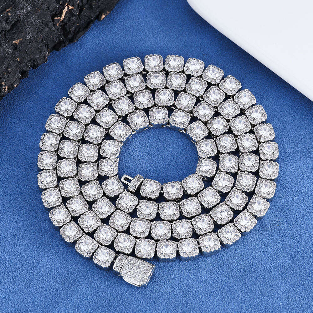 European and American hip-hop cross-border 5mm s925 silver necklace accessories for women, zircon crystal chain, high-quality jewelry, custom-made