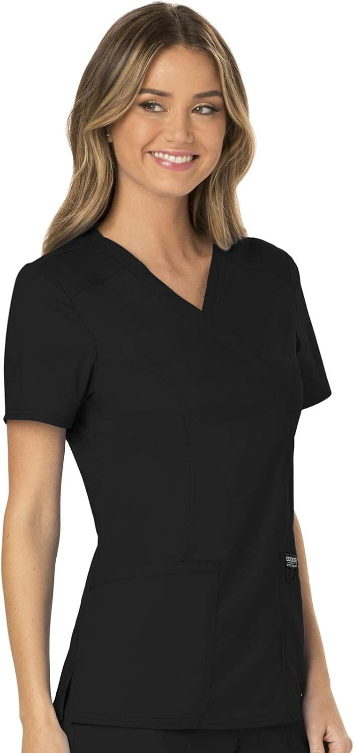 Scrubs Top for Women Mock Wrap with 3 Pockets, Soft, 2-Way Stretch & Durable Fabric - WW610