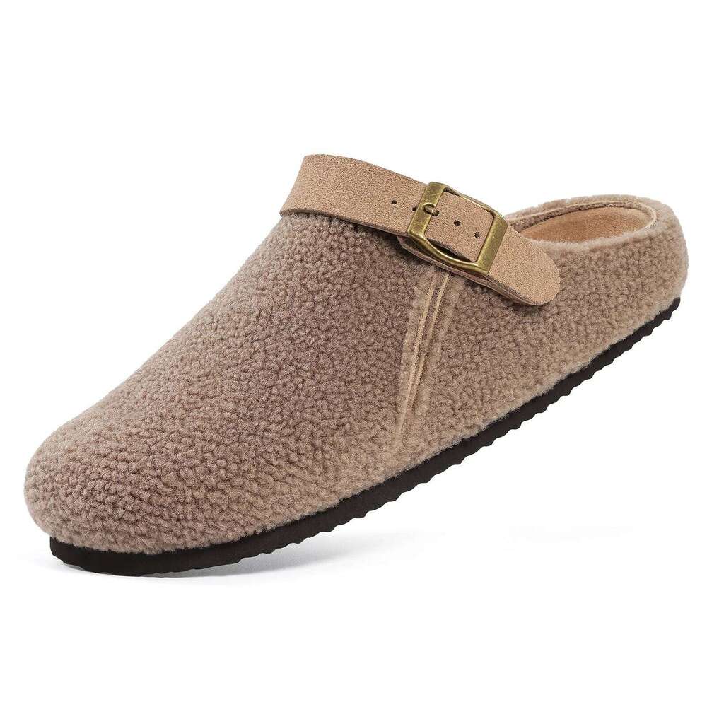 Litfun Winter Plush Lining For Women Non-slip Platform Indoor Slides Furry Cozy Outdoor Slippers With Adjustable Buckle