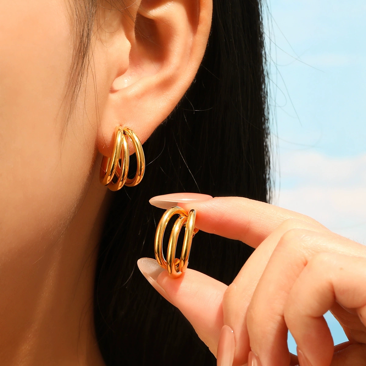 Sophisticated Metal-Inspired Jewelry Collection: Premium Titanium/Stainless Steel Earing Sets