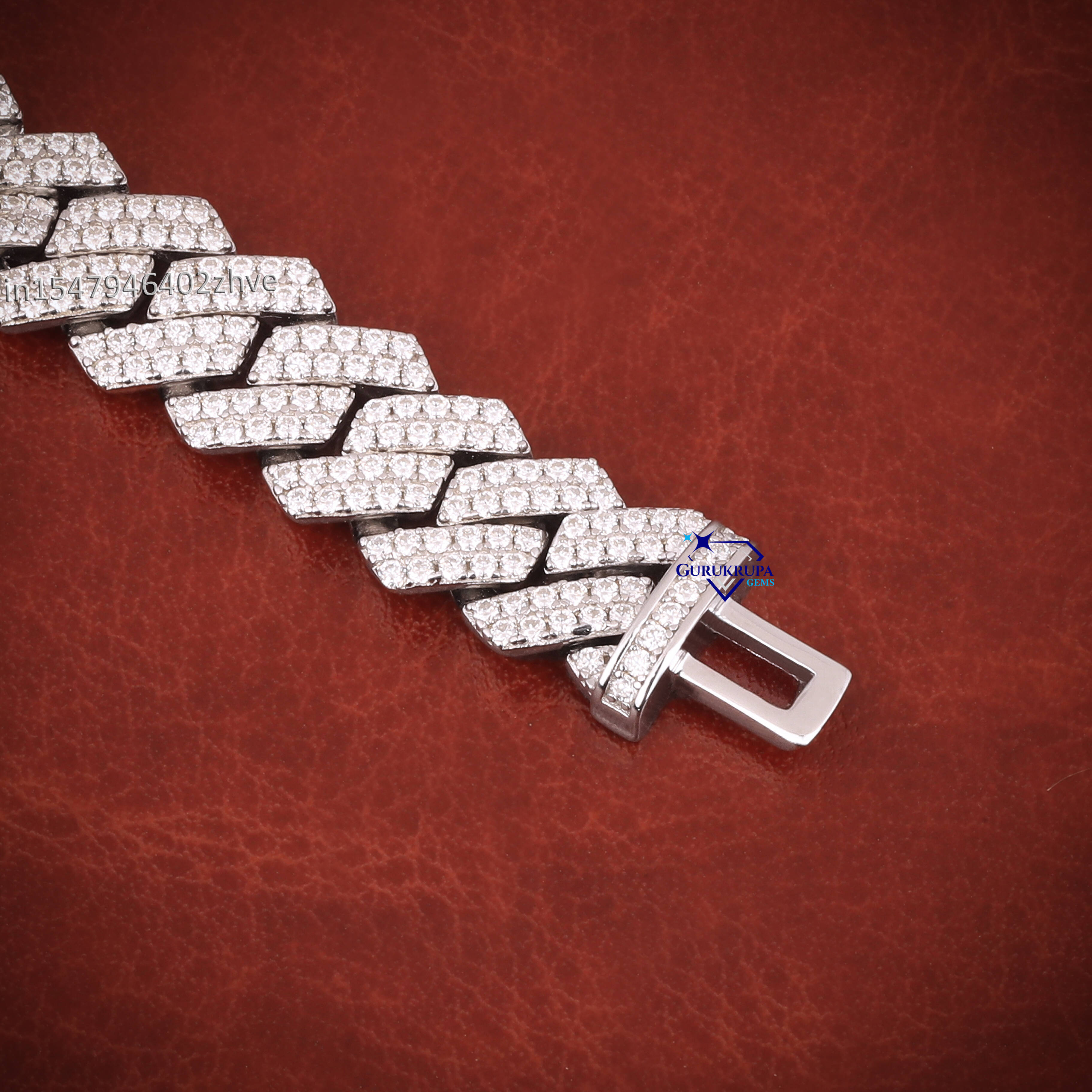 Fully Iced Out Round Brilliant Cut Moissanite Diamond 925 Sterling Silver Mens Unique Cuban Link Bracelet Hip Hop Style For Men