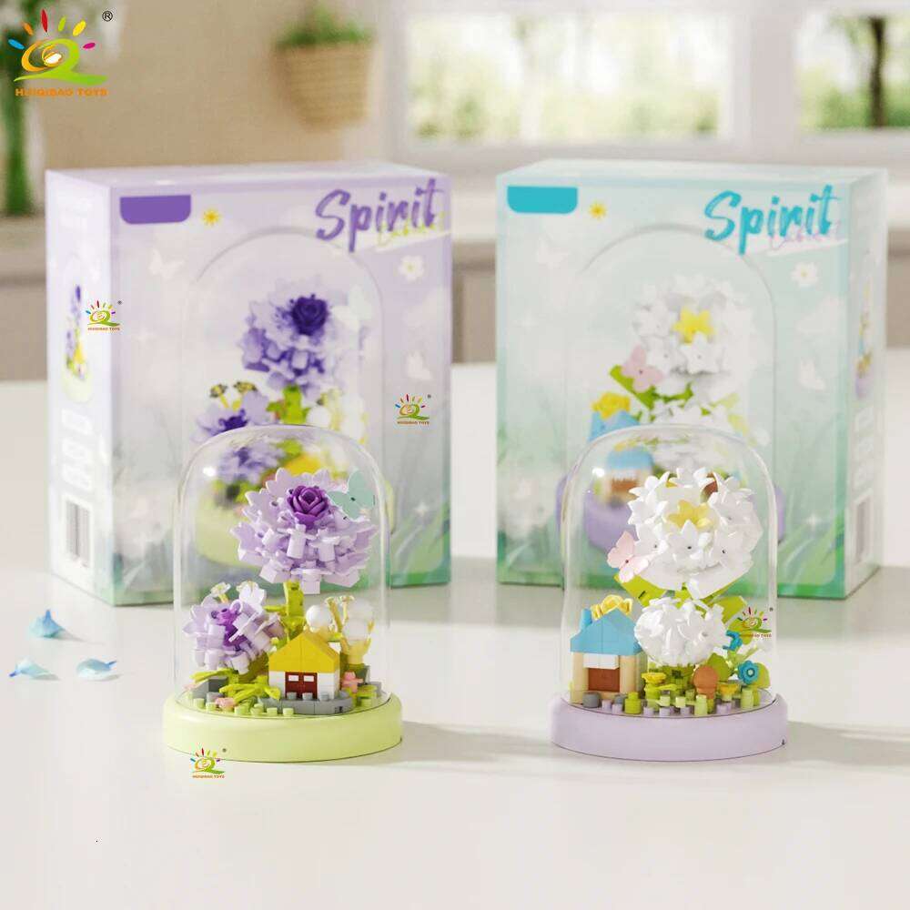 HUIQIBAO MOC Display Box Micro Building Block DIY Flower Mini Diamond Model Brick Toy for Children Desk Decoration Z260306