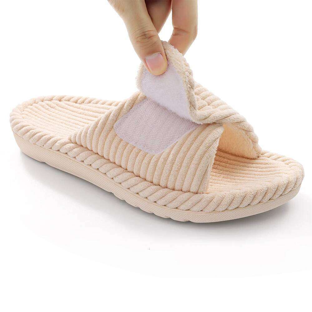LItfun Fuzzy House Women Four Season Warm Cotton Slippes Open Toe Bedroom Slides Outdoor Faux Fur Lining Plush Slippers